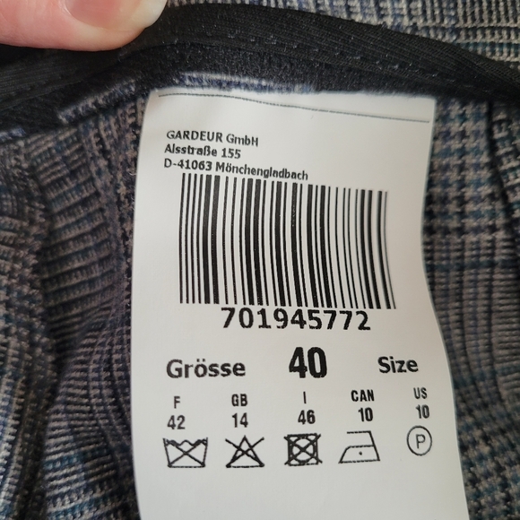 Atelier Gardeur Dora Slim Fit grey plaid straight leg pants size 10 - Picture 10 of 14